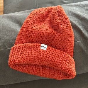 Druthers woman’s waffle knit organic orange cotton beanie